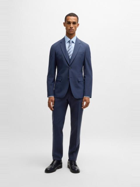 BOSS SLIM-FIT THREE-PIECE SUIT IN CHECKED STRETCH CLOTH