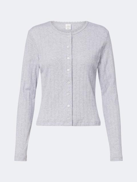 LESET Pointelle scalloped cotton cardigan