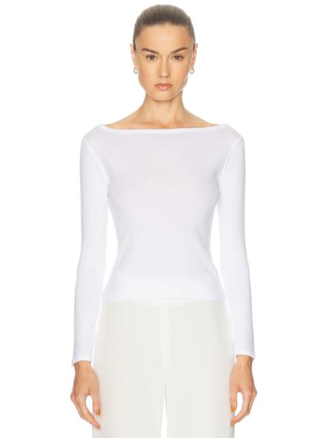 Enza Costa Fine Supima Cotton Long Sleeve Boatneck Top
