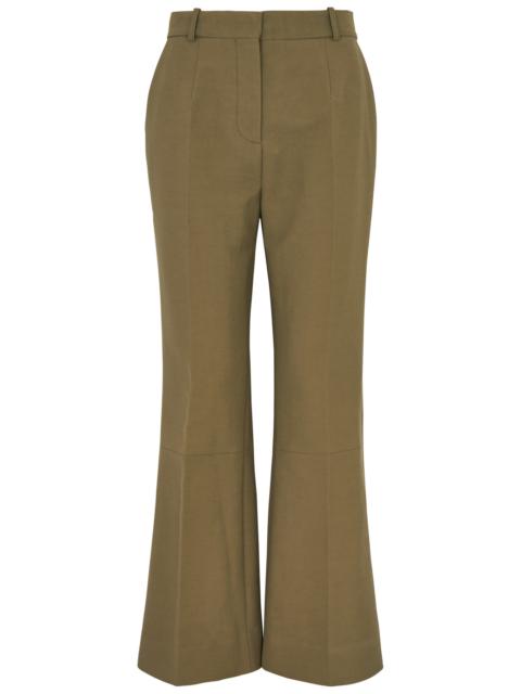 Kick-flare cotton trousers