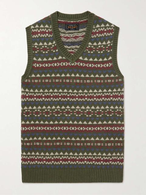 BEAMS PLUS Fair Isle Linen and Cotton-Blend Sweater Vest