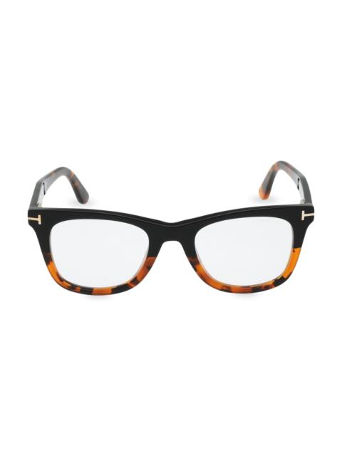 TOM FORD Men's 50MM Square Sunglasses - Black Havana Dark Brown