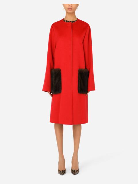 Dolce & Gabbana Double-face cashmere coat with mink pockets