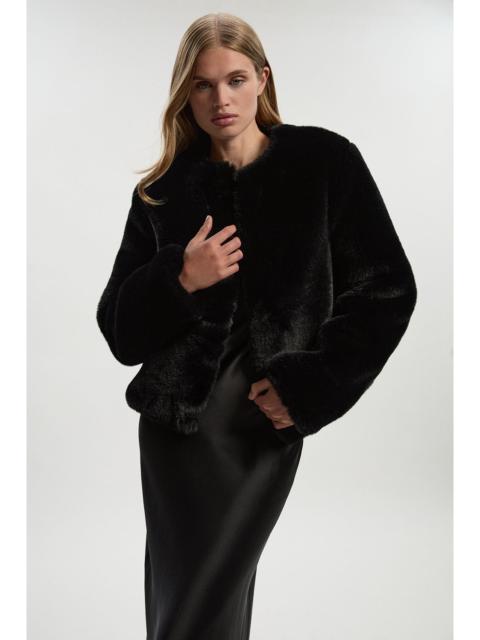 KAREN MILLEN Collarless Faux Fur Jacket