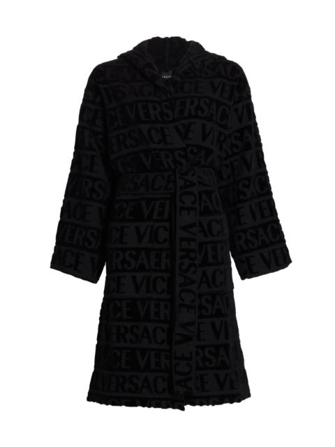 VERSACE Women's Repeat Logo Cotton Robe - Black
