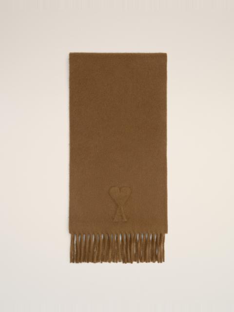 AMI Paris BROWN WOOL EMBOSSED AMI DE COEUR SCARF