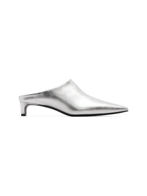 Jil Sander Silver Mule Heels