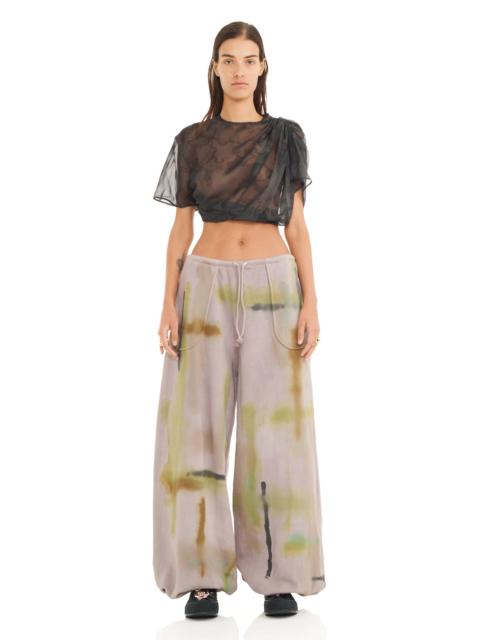Collina Strada BLACK WATERCOLOR FLORAL EVA DRAPED TOP