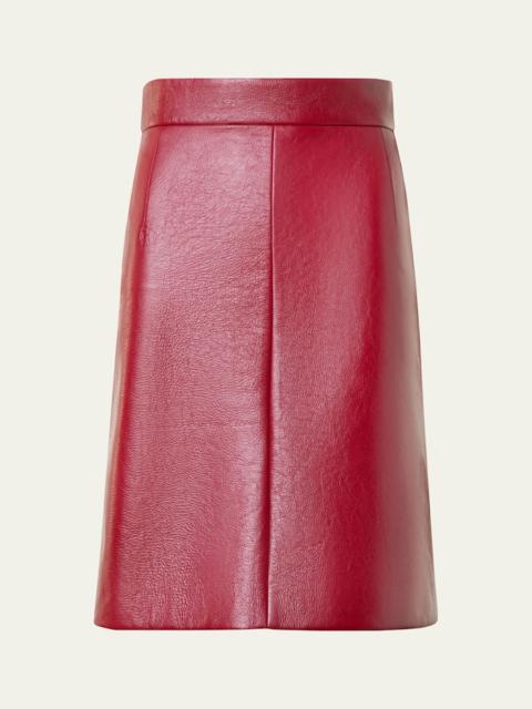 AKRIS Lacquered Leather Short Skirt