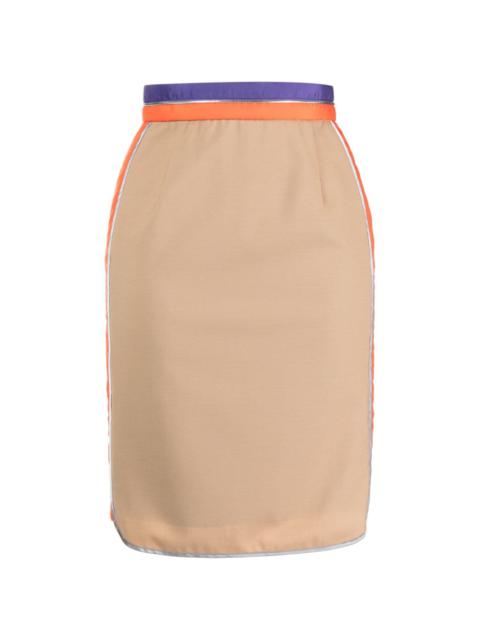 Kolor stripe-waistband knee-length skirt