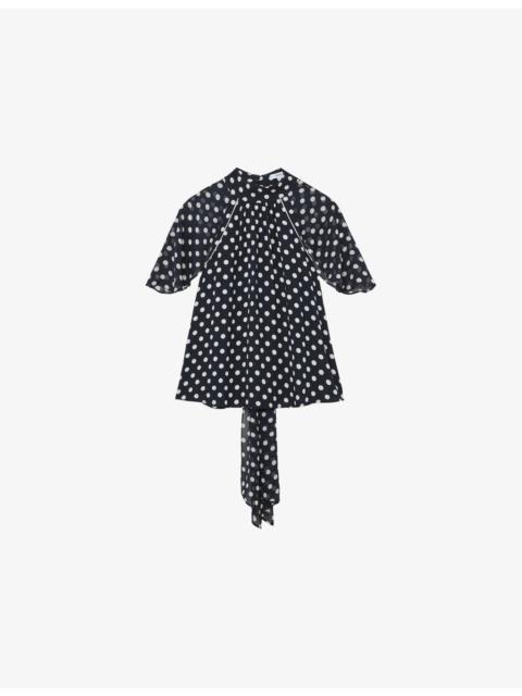 REISS Alliana Polka-Dot Woven Blouse