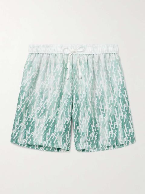 AMIRI Straight-Leg Logo-Print Silk-Twill Drawstring Shorts