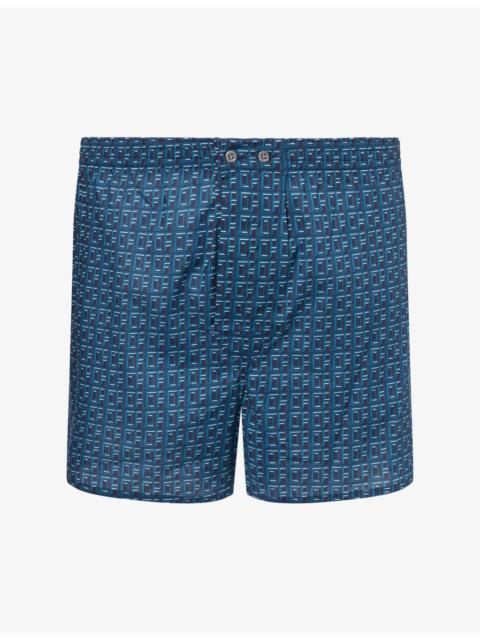 Derek Rose DR Monogram Cotton Boxer Shorts