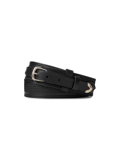 Polo Ralph Lauren Men's Western Woven Leather Belt - Black