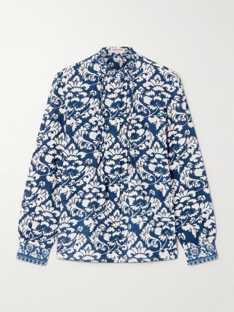 EMPORIO SIRENUSE Chiara floral-print cotton blouse Blue