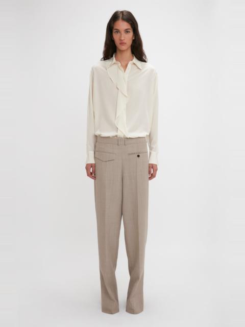 Victoria Beckham Asymmetric Ruffle Blouse In Ivory