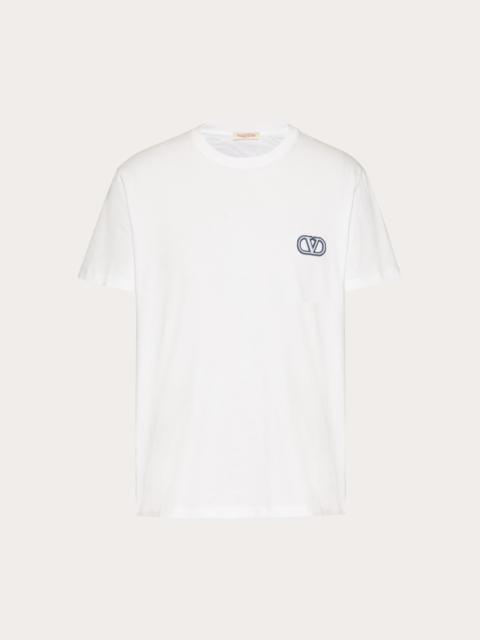 Valentino COTTON T-SHIRT WITH VLOGO SIGNATURE PATCH