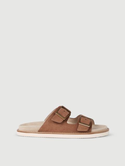 Brunello Cucinelli Suede slides with buckles