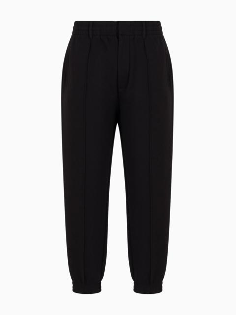 Double-jersey trousers with crease and stretch ankle cuffs