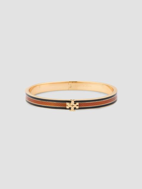 TORY BURCH Women's Icon 18K-Gold-Plated & Enamel Bangle - Gold Black Brown