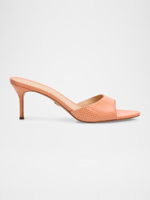 VERONICA BEARD Tia Embossed Leather Mid-Heel Sandals