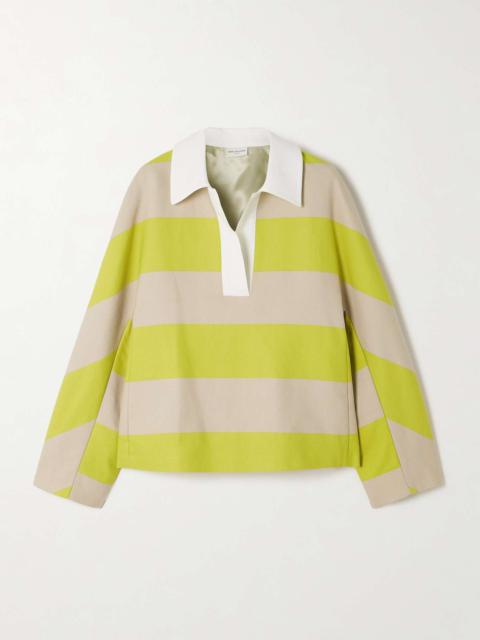 Dries Van Noten Striped cotton-blend twill polo shirt