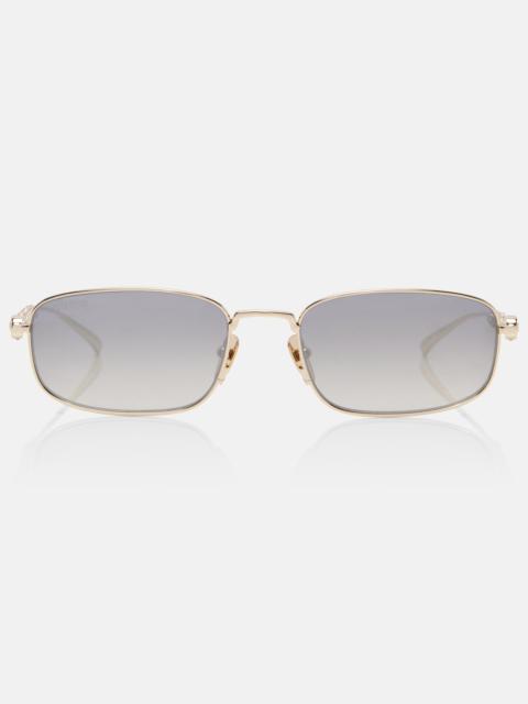 GUCCI Bamboo crystal-embellished rectangular sunglasses