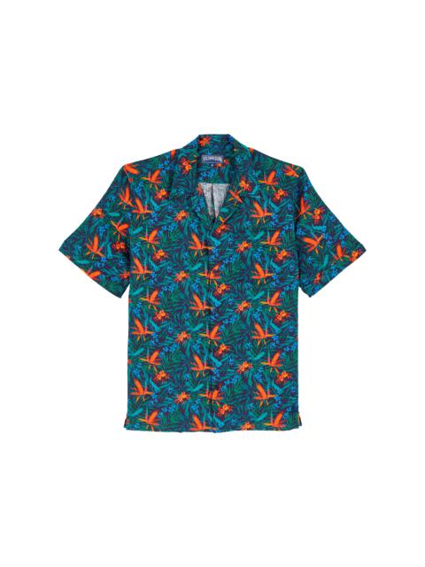 Vilebrequin Men Linen Bowling Shirt Tropical Flowers