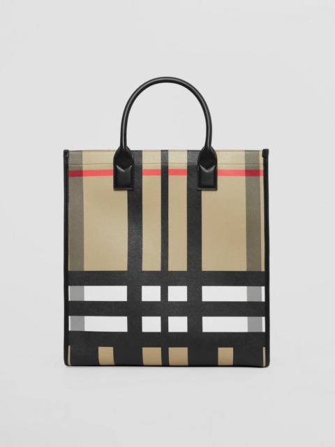 Burberry Exaggerated Check and Leather Tote