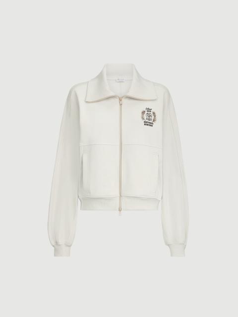 Brunello Cucinelli Cotton smooth French terry sweatshirt with zip and embroidered logo