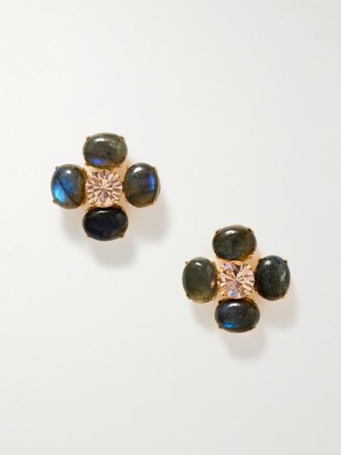 Jennifer Behr Quinn Gold-plated Labradorite And Crystal Earrings