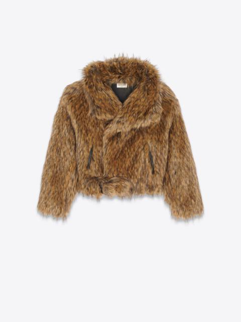 SAINT LAURENT asymmetrical jacket in animal-free fur