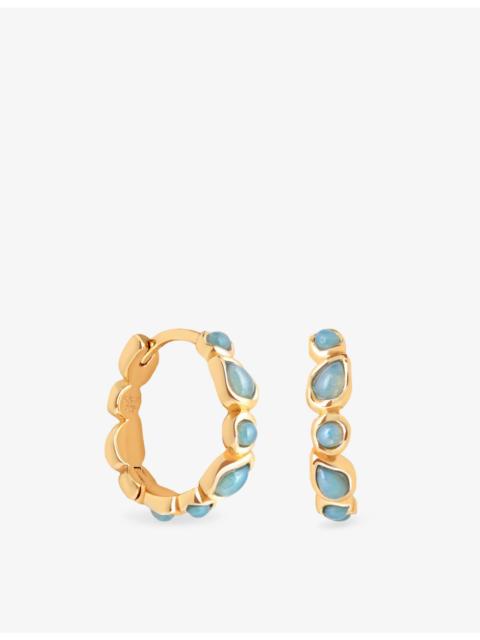 ASTRID & MIYU Opal Pear Bezel 18ct Yellow Gold-Plated Sterling-Silver and Nano-Gem Hoop Earrings