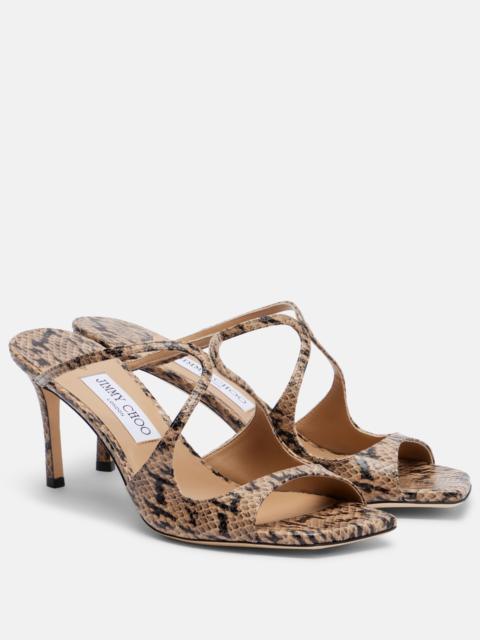 JIMMY CHOO Anise snake-effect leather mules