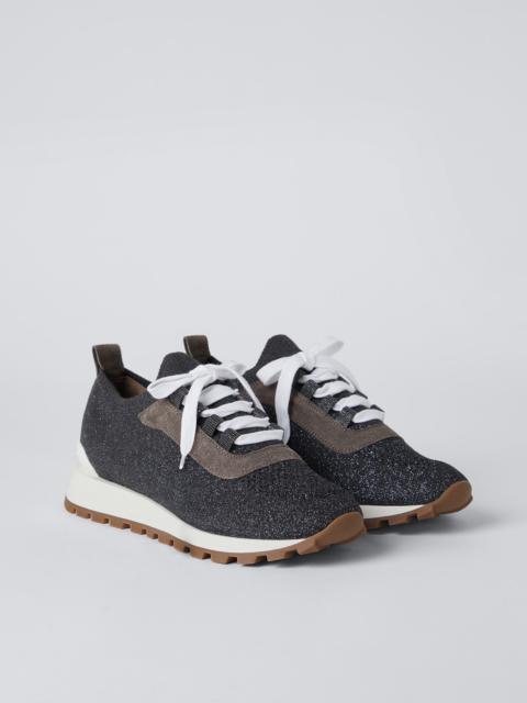 Sparkling cotton knit runners with shiny eyelets