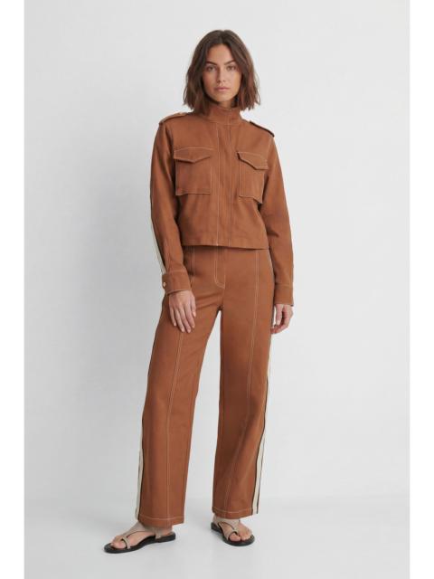 KAREN MILLEN Tailored Military Cotton Striped Jacket