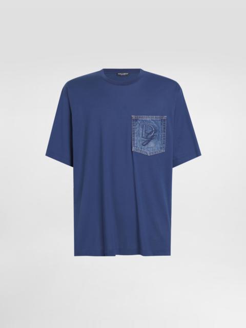 Dolce & Gabbana Cotton T-shirt with breast pocket and logo embroidery