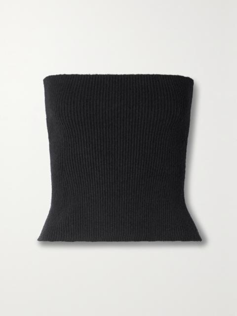 WARDROBE.NYC Strapless Ribbed Cotton-blend Top