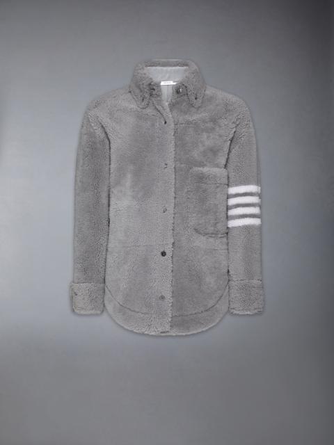 Thom Browne SUPERSIZED SHIRT JACKET W/ 4 BAR IN DYED SHEARLING