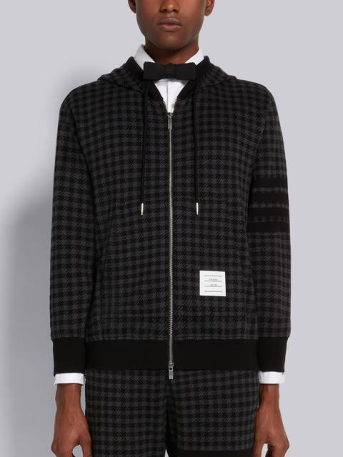 Thom Browne Black Cotton Gunclub Check Jacquard 4-Bar Zip-up Hoodie