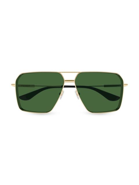 Alexander McQueen Men's Metal Cross-Bar 60MM Navigator Sunglasses - Gold Green