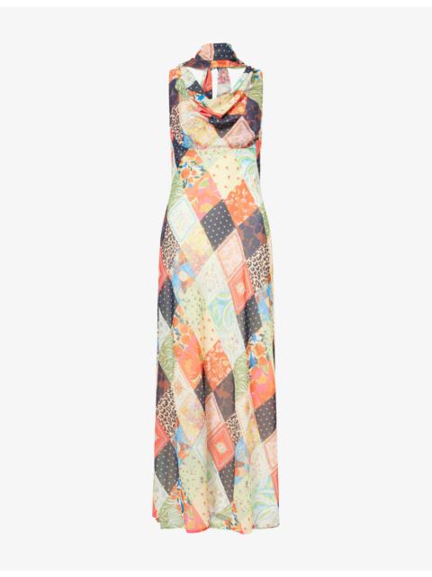 Never Fully Dressed Sophie Cowl-Neck Woven Maxi Dress