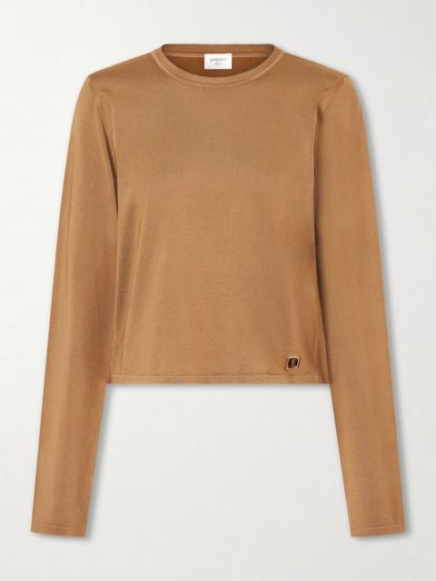 SAINT LAURENT Logo-embellished Woven T-shirt