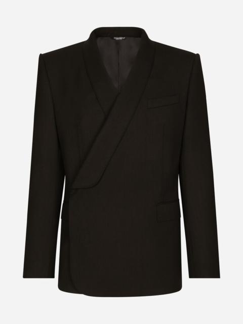 Double-breasted stretch wool Sicilia-fit jacket