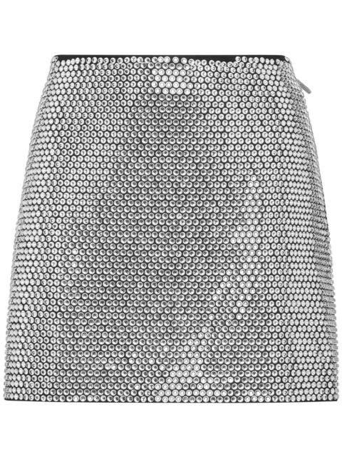 PHILIPP PLEIN crystal-embellished leather miniskirt