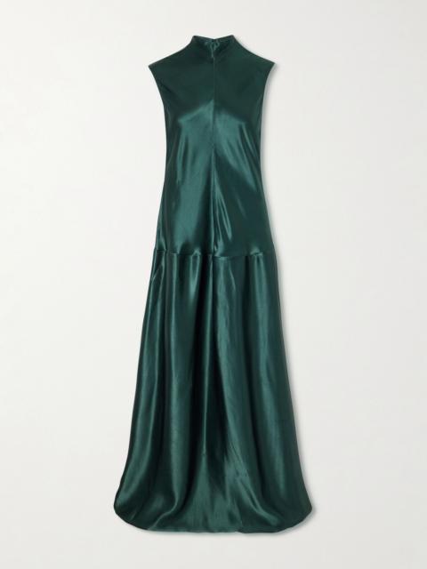 FFORME Nyx sleeveless pleated crepe maxi dress Forest green