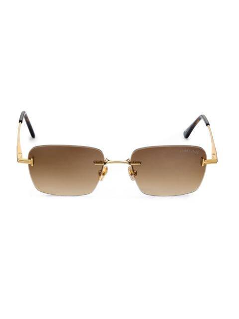 TOM FORD Women's Jake-02 54MM Rectangular Sunglasses - Gold Brown