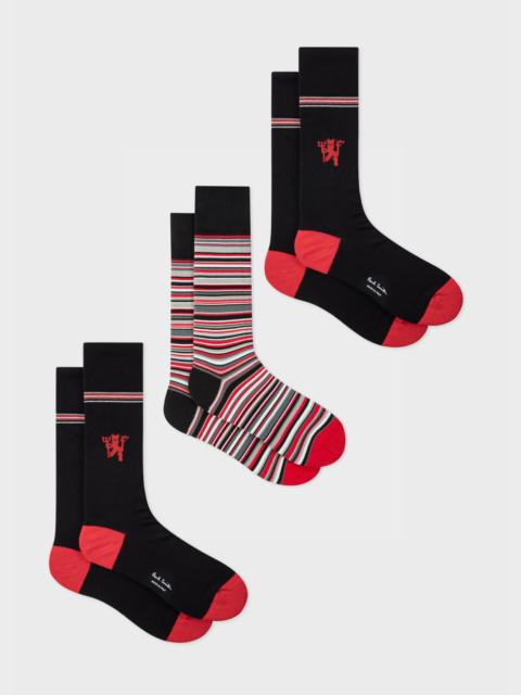Paul Smith Paul Smith for Manchester United - Stripe and Plain Socks Three Pack
