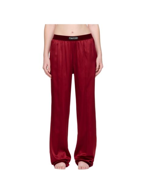 TOM FORD Red Stretch Silk Satin Lounge Pants