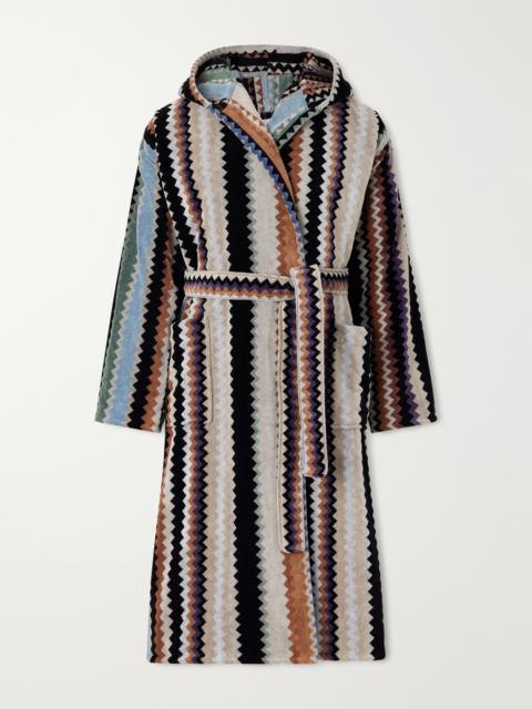 Missoni Curt Striped Cotton-Terry Hooded Robe